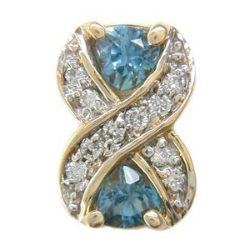 Y1792 14K TRILL LONDON BLUE TOPAZ & DIAMOND X SLIDE 